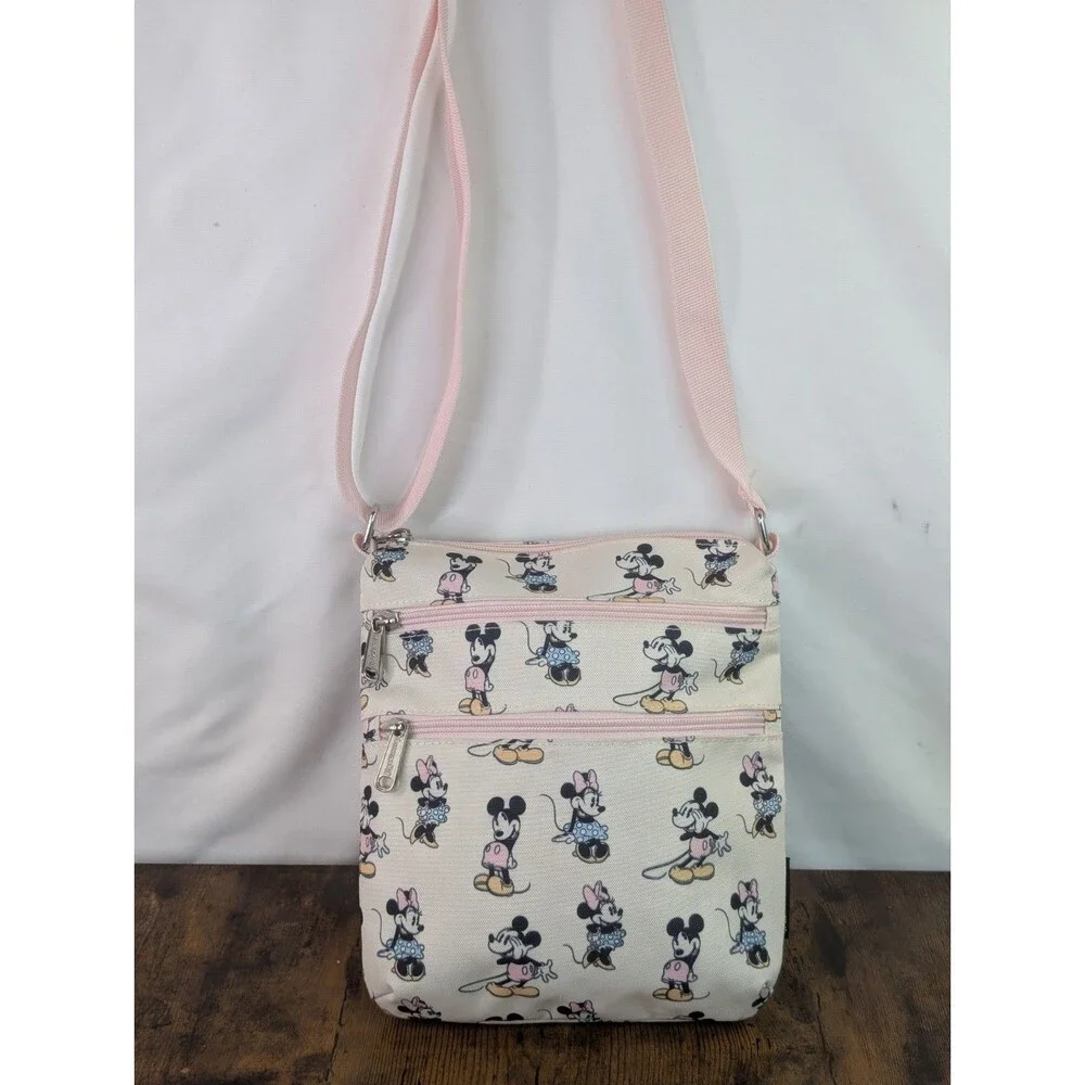Disney Loungefly Mickey Minnie Mouse AOP Canvas Crossbody Passport Bag